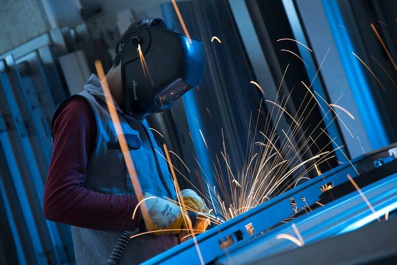 Welding a steel fabrication